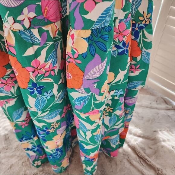 BOUTIQUE GREEN NWOT FLORAL RUFFLE PEPLUM LINED MAXI DRESS MULTIPLE SIZES - Picture 5 of 9